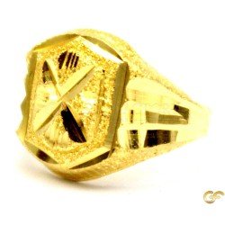 Beautiful X Cross Design Baby Ring in Dynamic Triple Border Style