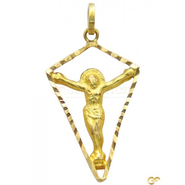 Jesus with Arms Outstretched Pendant with Diamond Shape Border
