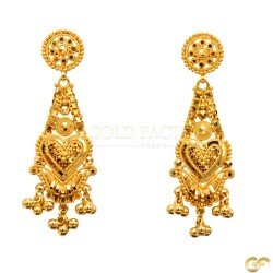 Heart Drop 22ct Gold Earrings
