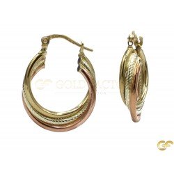 9ct Gold 3 Tone Hoop Earrings