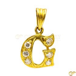 Unique 'G' Cut Out CZ Stone 22ct Initial Pendant