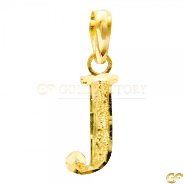 Cut-Out Style Sandblast 'J' Initial Pendant