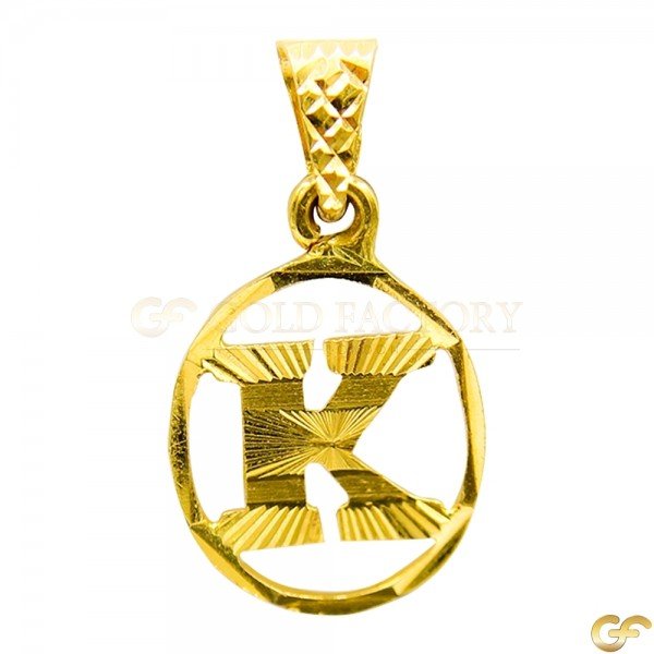 Lazer Cut Design 'K' Initial Pendant in Circular Border