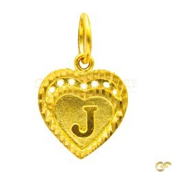 Double Bordered Heart Shaped 'J' Initial Pendant