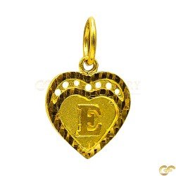 Elaborate Border Heart Shaped 'E' Initial Pendant