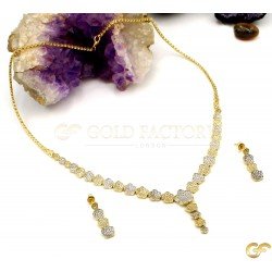 Charming Two-Toned Floral Design 18ct Necklace Set with White CZ Detailing