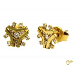Lovely CZ with Highly Polished Yellow Metal Studs