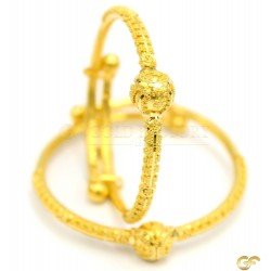 Single Ball Centrepiece Filament and Diamond Cut Adjustable Baby Bangle/Kara