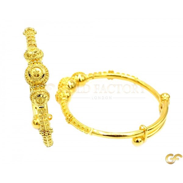 Triple Ball Design with Point Style Decoration Adjustable Baby Bangle/Kara