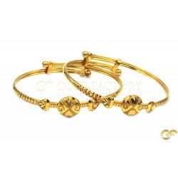 Circle and Heart Diamond Cut Adjustable Baby Bangle/Kara