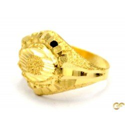 Horizontal Diamond Cut Baby Ring with Double Border