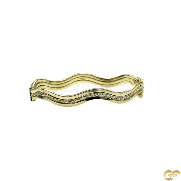 Lovely White Metal Wave Bangle Bracelet