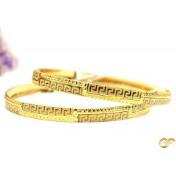 Lovely Greek Key Two Toned Pair of Bangles