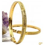 Lovely Greek Key Two Toned Pair of Bangles