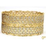 Two Toned 22ct Gold Pair of Wide Bangles