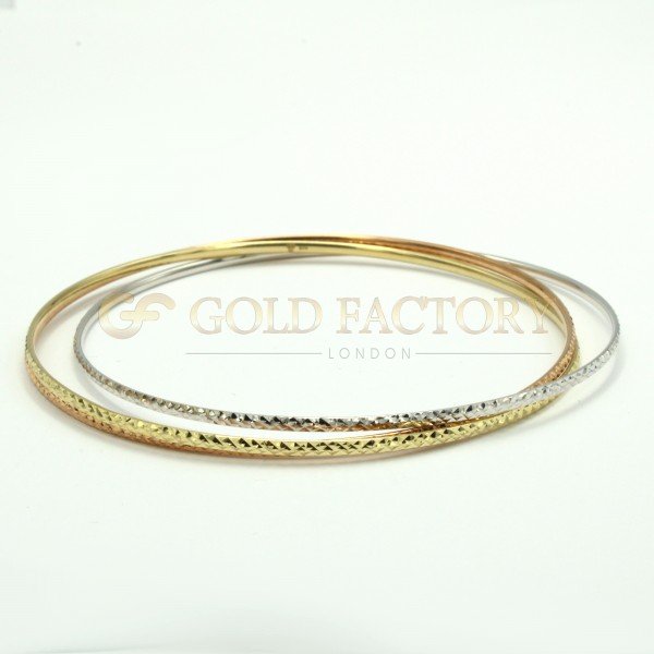 Triple Toned Trinity Interlocked Style Bangle