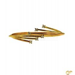 Lovely Yellow Metal Triple Tone Flexi Bangle