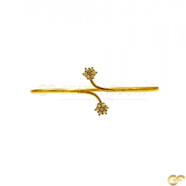 Lovely Yellow Metal CZ Cluster Bangle