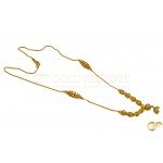 Pretty Beautiful Bead Style Yellow Metal Chain with Drop