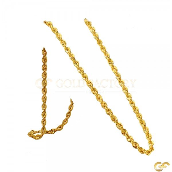 22ct Yellow Elaborate Gold Rope Chain