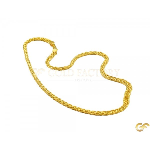 22ct Gold Chain with Complex Wheat Style Design