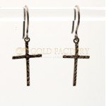 Diamond Cut Cross Dangle Earrings