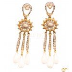 Beautiful Drop Earrings with Cubic Zirconia and Synthetic Pearl