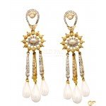 Beautiful Drop Earrings with Cubic Zirconia and Synthetic Pearl