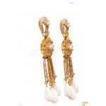 Beautiful Drop Earrings with Cubic Zirconia and Synthetic Pearl