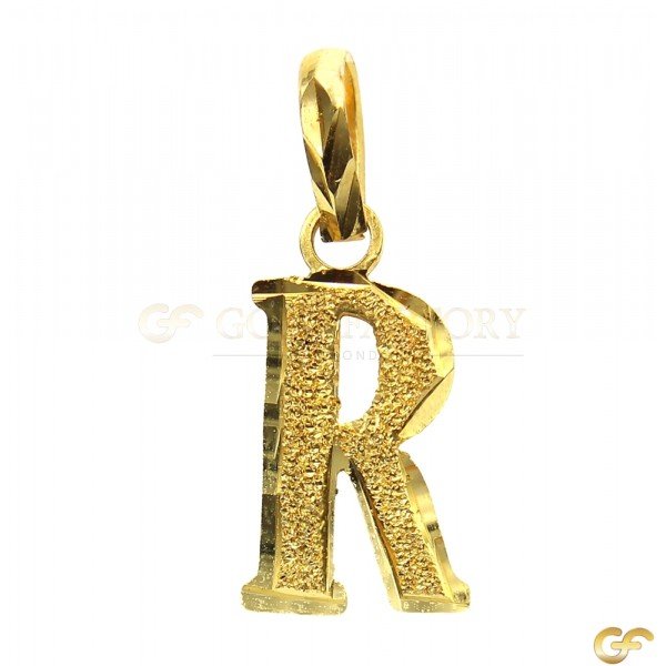 Cut-Out Design 'R' Initial Pendant with Sandblast Finish