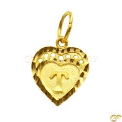 Double Bordered Heart Shape 'T' Initial Pendant