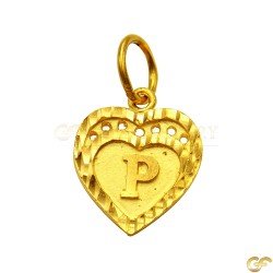Double-Bordered Heart Shape 'P' Pendant