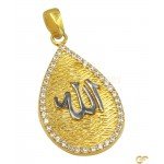 Stunning Allah Lazer Cut Tear-Shape Pendant with Rhodium Plated Calligraphy