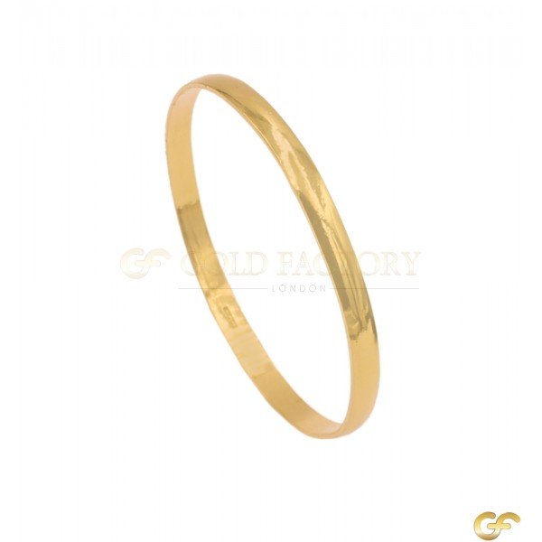 Highly Polished D-Shape 22ct Gold Kara