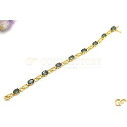 14ct Gold Bracelet with Stunning Green/Purple CZ Stones