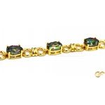 14ct Gold Bracelet with Stunning Green/Purple CZ Stones