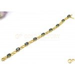 14ct Gold Bracelet with Stunning Green/Purple CZ Stones