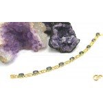 14ct Gold Bracelet with Stunning Green/Purple CZ Stones