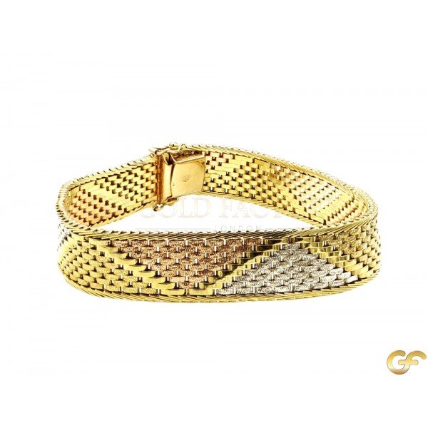 Elegant Flat Weave Multitonal 9ct Bracelet