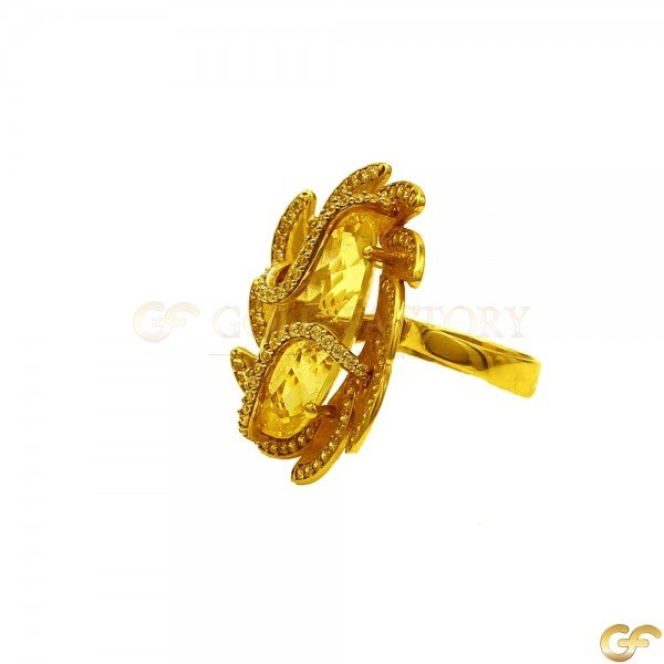 14ct Fancy Yellow Gold Ring with White CZ's
