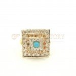 Beautiful Tiered 22ct Gold Ring with Centre Turquoise Stone