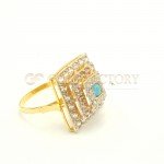 Beautiful Tiered 22ct Gold Ring with Centre Turquoise Stone