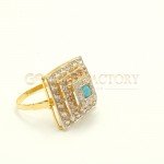 Beautiful Tiered 22ct Gold Ring with Centre Turquoise Stone