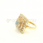 Beautiful Tiered 22ct Gold Ring with Centre Turquoise Stone