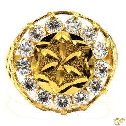 Round Glamorous Ring with White Stones