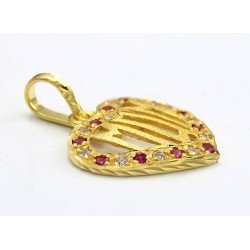 Heart Shaped 'Mum' Pendant with Pink and White CZ Bordering