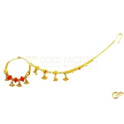 22ct Nath with Green and Red beads