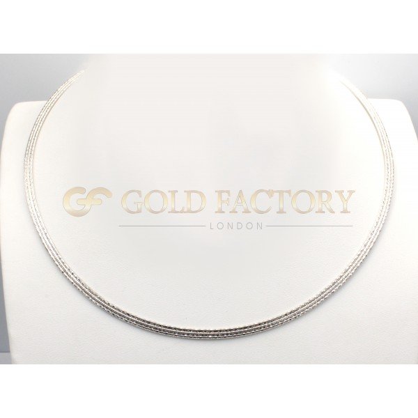 Stunning Weave Style White Gold Necklace