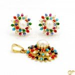 Stunning Precious Stones Pendant Set