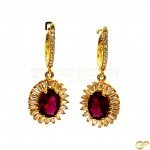 Pretty Dark Pink and White Stone Pendant Set